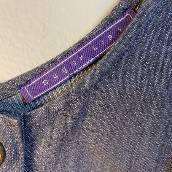 Sugarlips Sleeveless Dress S-M Denim Summer Cruise Cotton Blend Bodycon Zippers - Picture 6 of 11